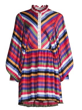 ELLIATT Vibrant Multicolor Striped Pleated Mini Dress